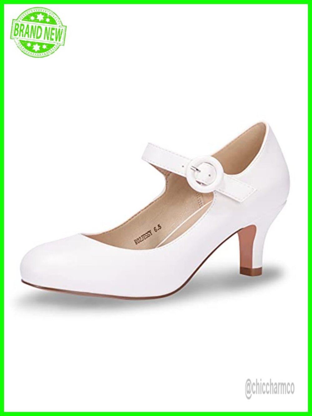 Women's Kitten Heel Mary Jane Pumps Round Toe Buckle Ankle Strap